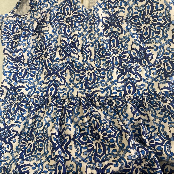 Milly dress 10 fit and flare skater blue white floral paisley pockets Zipper - Picture 13 of 16